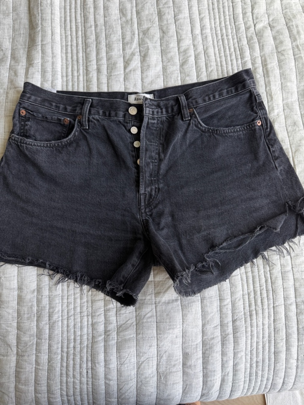 AGOLDE Black Denim Cutoff Shorts -